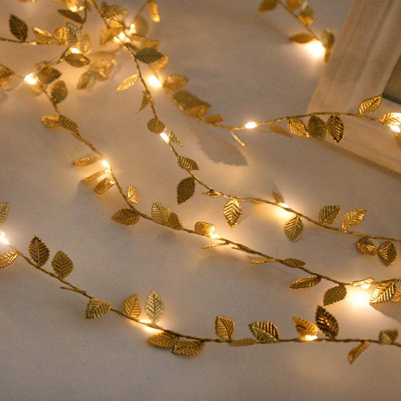 Golden Glow Leaf Lights 2Packs - 6.56FT 2M 20LED