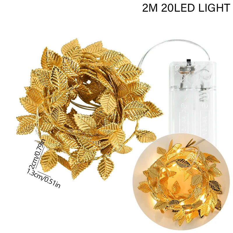 Golden Glow Leaf Lights 2Packs - 6.56FT 2M 20LED