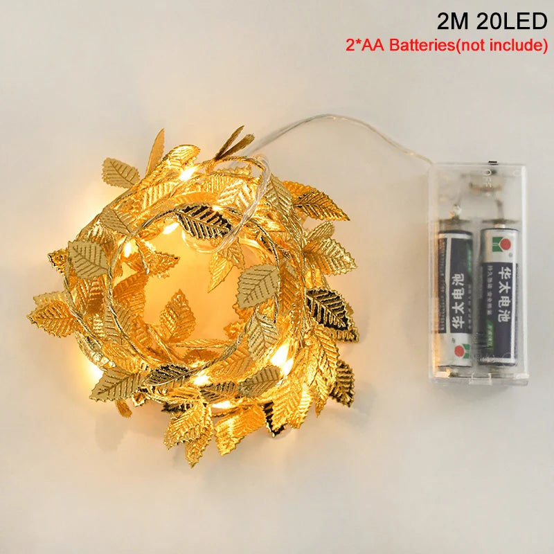 Golden Glow Leaf Lights 2Packs - 6.56FT 2M 20LED