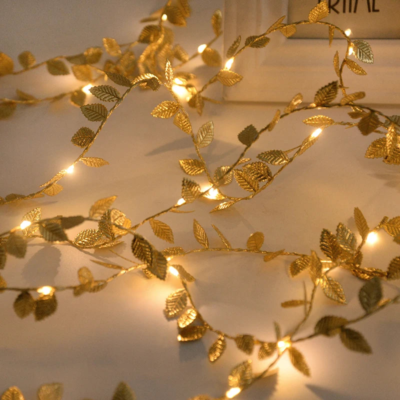 Golden Glow Leaf Lights 2Packs - 6.56FT 2M 20LED