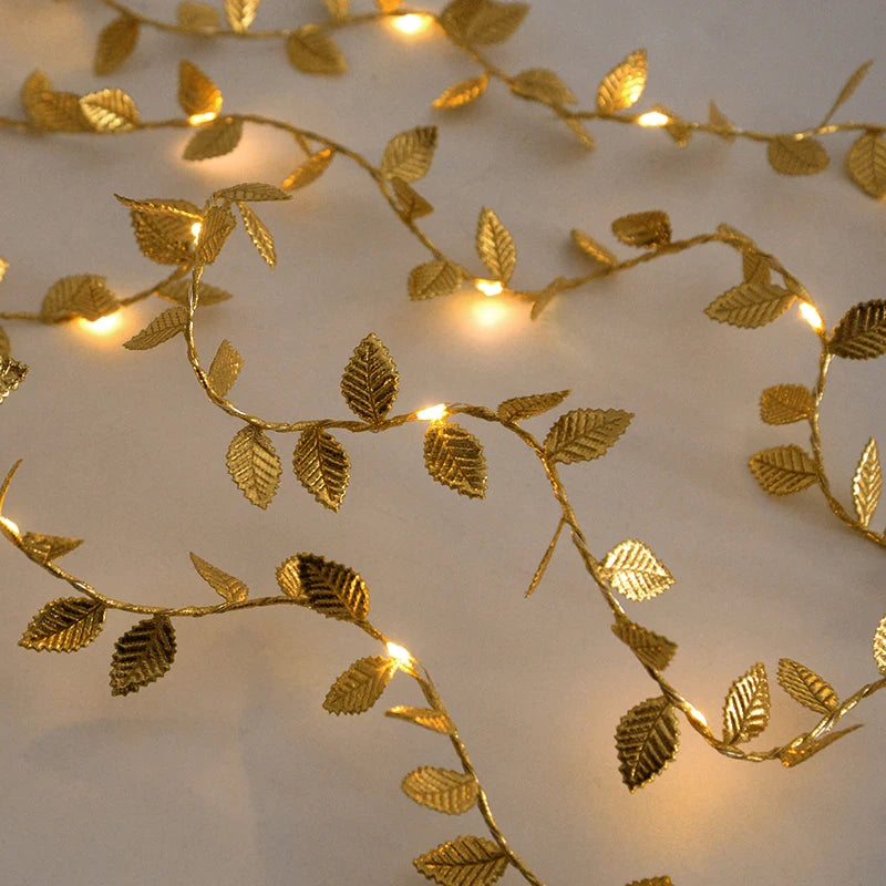 Golden Glow Leaf Lights 2Packs - 6.56FT 2M 20LED