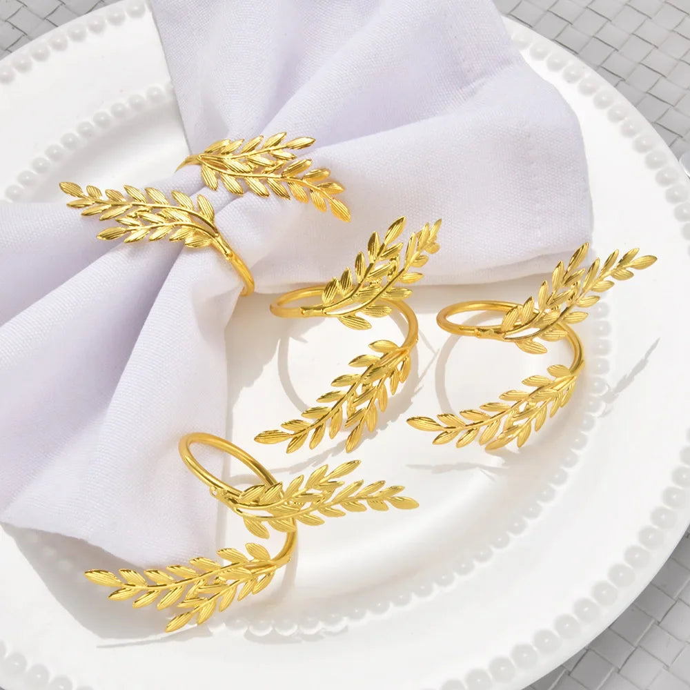 Golden Bloom Napkin Rings 6pcs