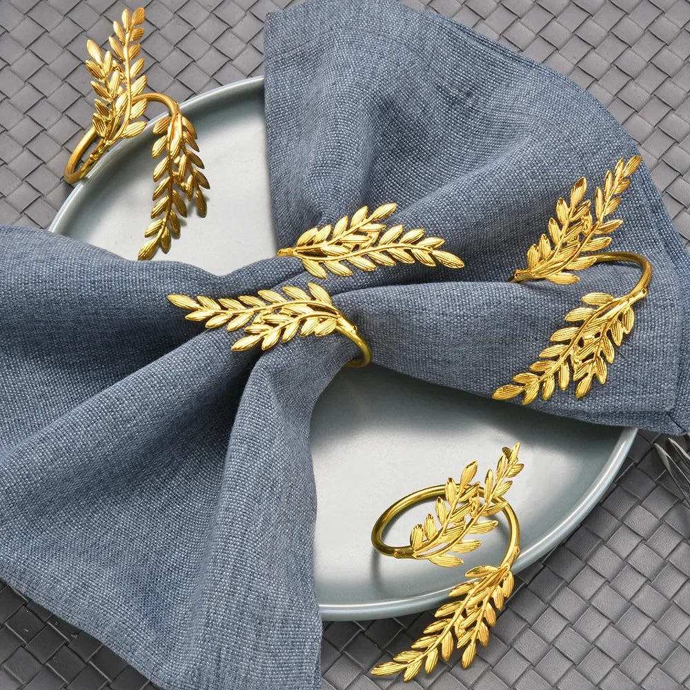 Golden Bloom Napkin Rings 6pcs