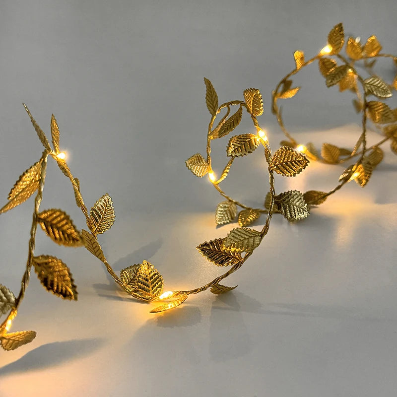 Golden Glow Leaf Lights 2Packs - 6.56FT 2M 20LED