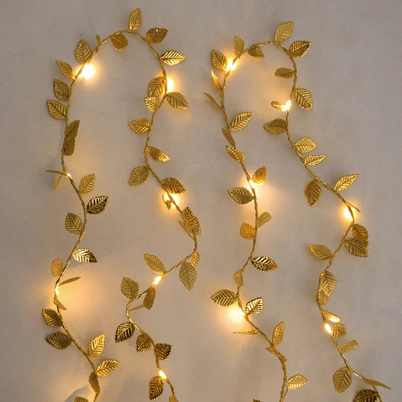 Golden Glow Leaf Lights 2Packs - 6.56FT 2M 20LED